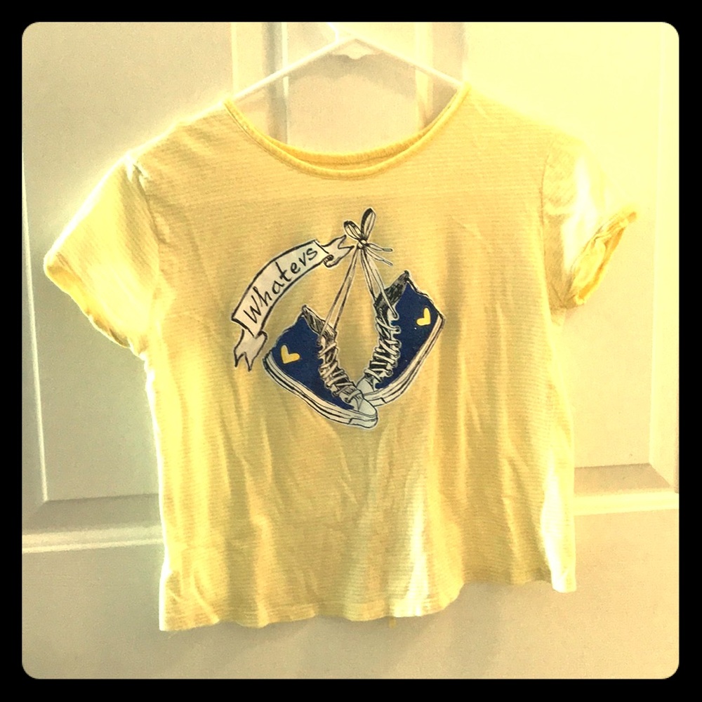 Yellow “Whatevs” t-shirt